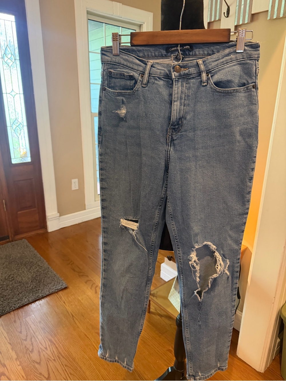 Calvin Klein Distressed Light Blue Cropped Jeans